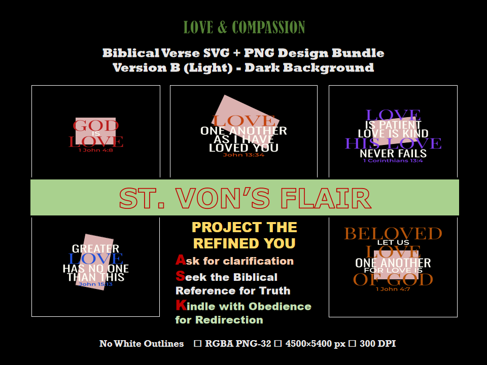 Love & Compassion | Biblical Verse Digital Design Bundle (PNG & SVG)