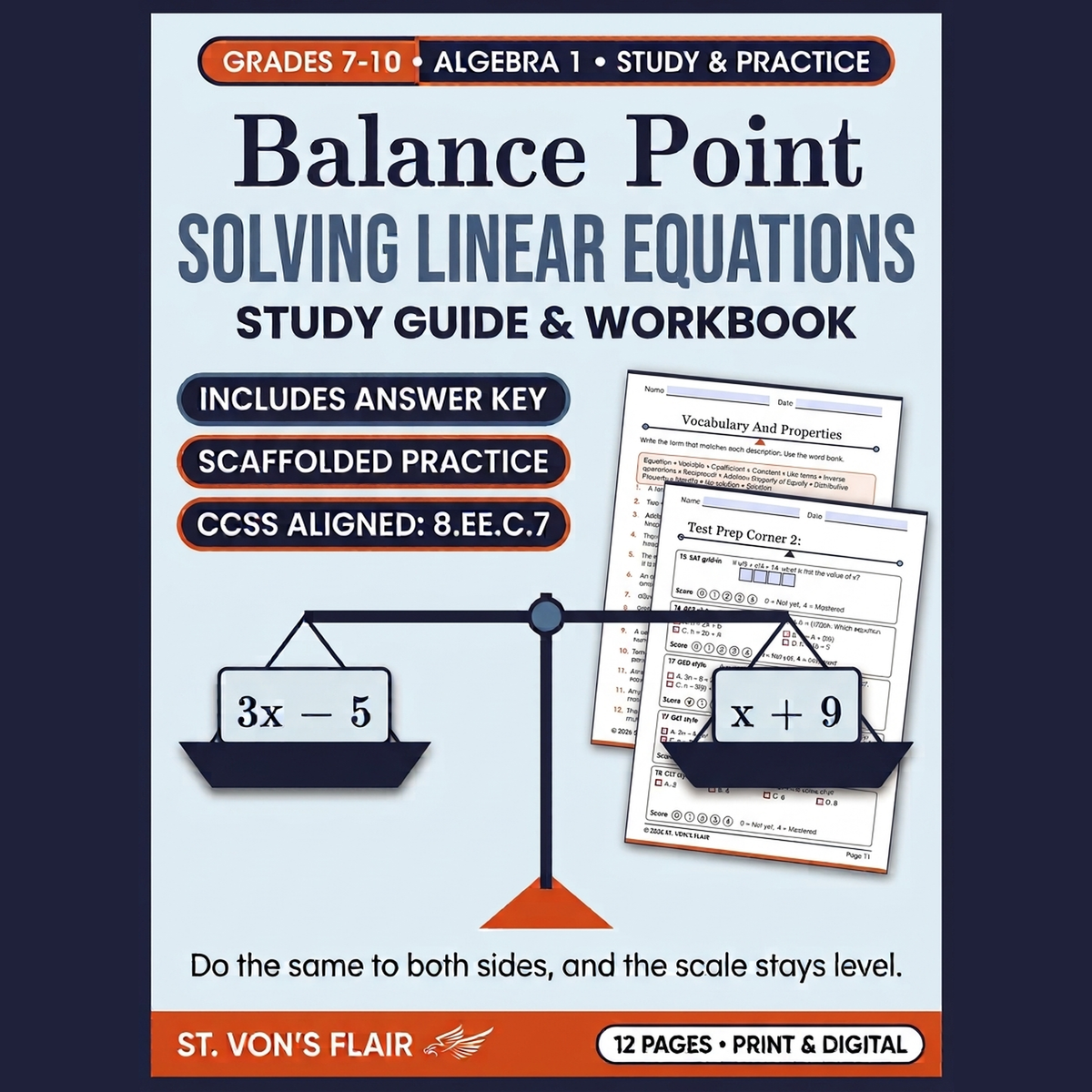 Balance Point: Free Solving Linear Equations Study Guide | ST. VON'S FLAIR