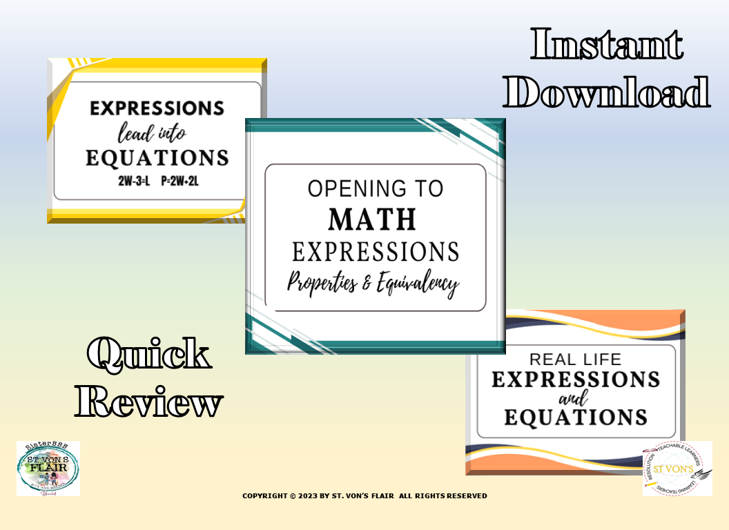 Expressions and Equations Worksheet Bundle