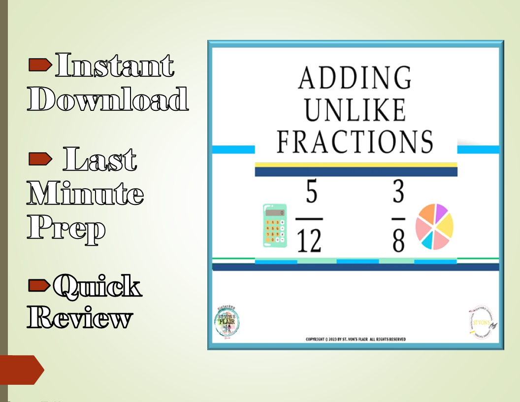 Operating with Unlike Fractions Worksheet Packet