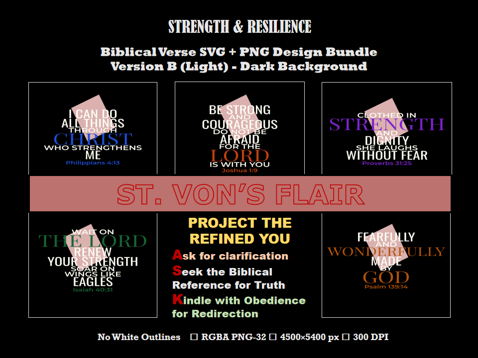 Strength & Resilience | Faith-Inspired Digital Design Bundle (PNG & SVG)