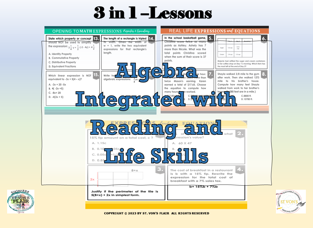 Expressions and Equations Worksheet Bundle