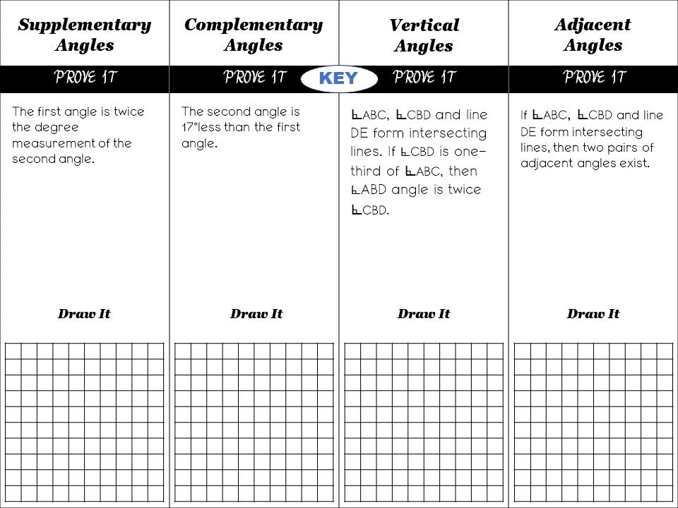 Angle Relationships Task Worksheets