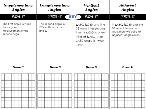 Angle Relationships Task Worksheets
