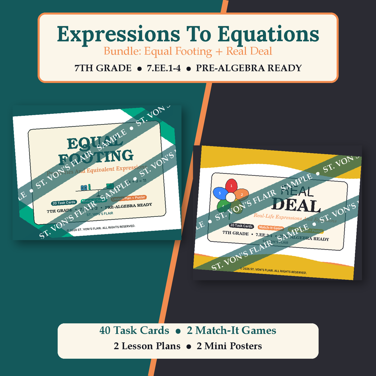 Expressions And Equations Bundle | Expressions To Equations | 7th Grade | ST. VON'S FLAIR