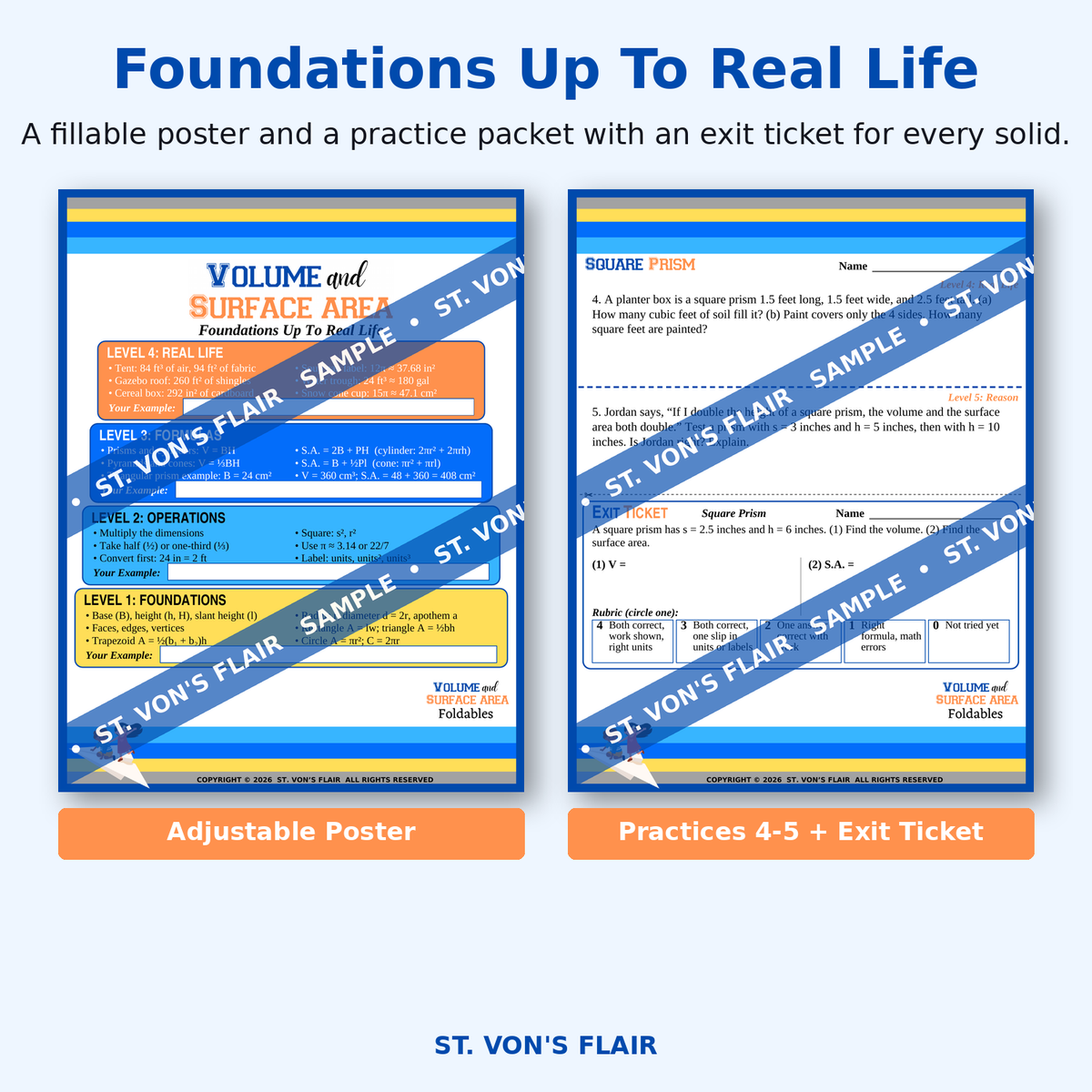 Volume And Surface Area Foldables, Practice Packets, And Exit Tickets | ST. VON'S FLAIR