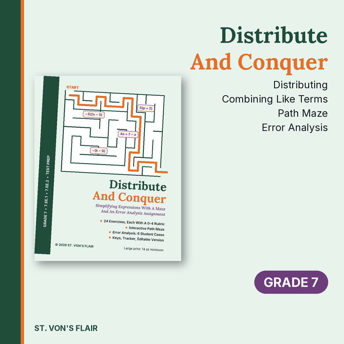 Distribute And Conquer: Simplifying Expressions Maze And Error Analysis | ST. VON'S FLAIR