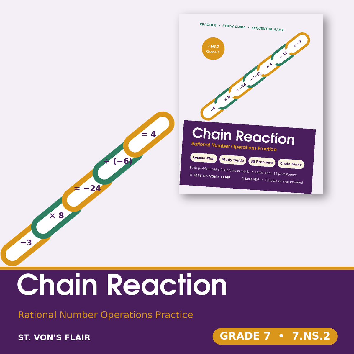 Chain Reaction: Rational Number Operations Practice | ST. VON'S FLAIR