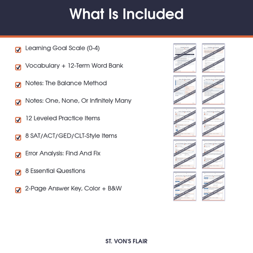 Balance Point: Free Solving Linear Equations Study Guide | ST. VON'S FLAIR