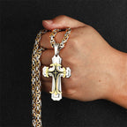 Men Jewelry Christian Trinity Latin Cross Necklace  Stainless Steel Three Layers Cross Pendants Necklaces Jewelry Gift