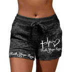 Inspired Hope Workout Pants  Ladies Faith Hope Love Printed Lace-up Shorts