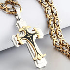 Men Jewelry Christian Trinity Latin Cross Necklace  Stainless Steel Three Layers Cross Pendants Necklaces Jewelry Gift