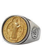 Christian Order Of  Benedict In Titanium And Bronze Ring
