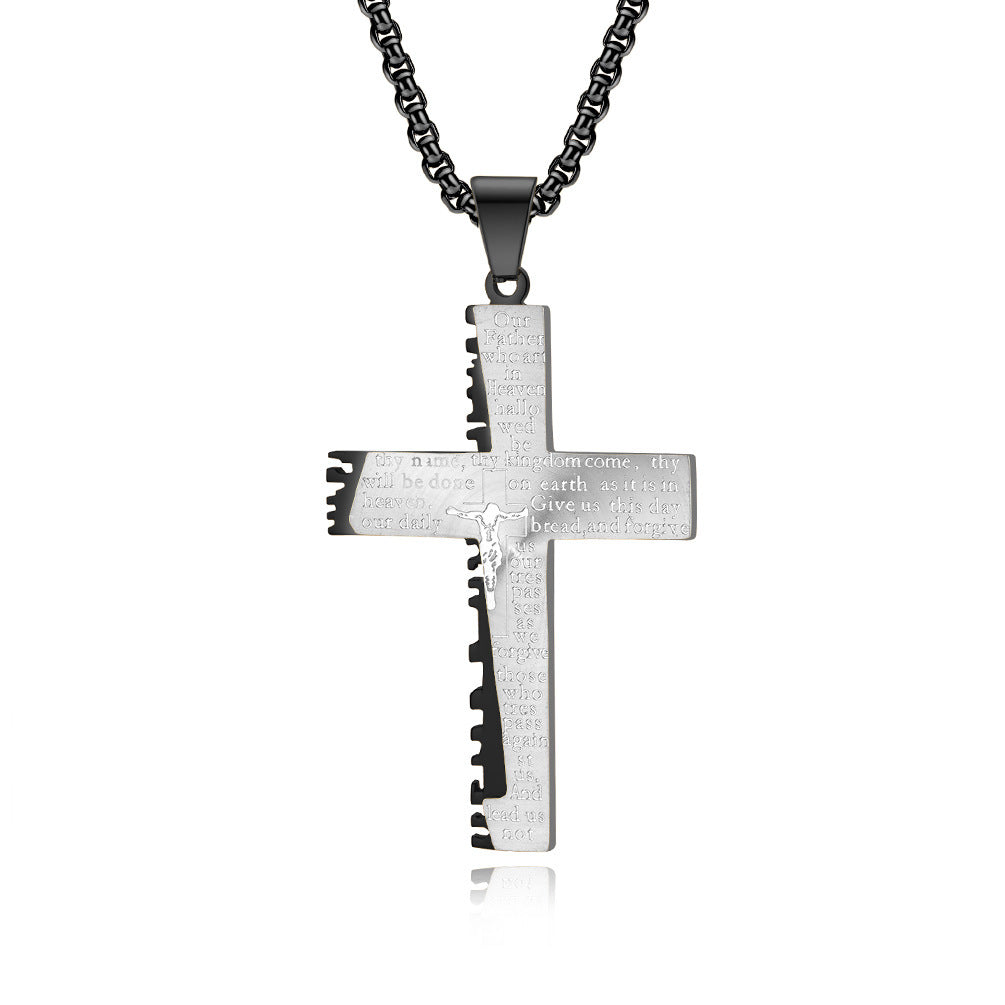 Christian Jesus Cross Necklace Double Thick
