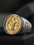 Christian Order Of  Benedict In Titanium And Bronze Ring
