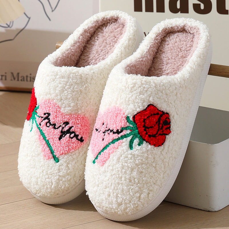 Women's Home Slippers Fashion Plush House Shoes For Hearts of  Love