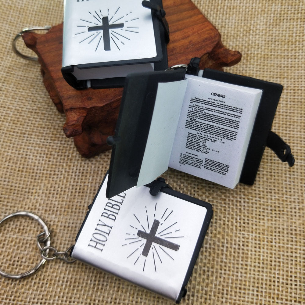 Mini English HOLY BIBLE Keychain - Readable Bible Book Key Ring | ST VON'S FLAIR