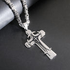 Men Jewelry Christian Trinity Latin Cross Necklace  Stainless Steel Three Layers Cross Pendants Necklaces Jewelry Gift