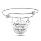 Jesus Christian Bible Scripture Stainless Steel Bangle Bracelet