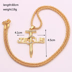 Jesus on the Cross Charm Religion Necklace Alloy Jesus Letters Nails Gold