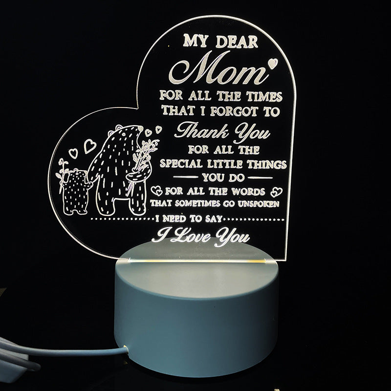 3D Heart Shaped Night Lamp - USB LED Table Light with Blessings | ST. VON'S FLAIR