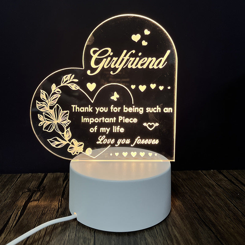 3D Heart Shaped Night Lamp - USB LED Table Light with Blessings | ST. VON'S FLAIR