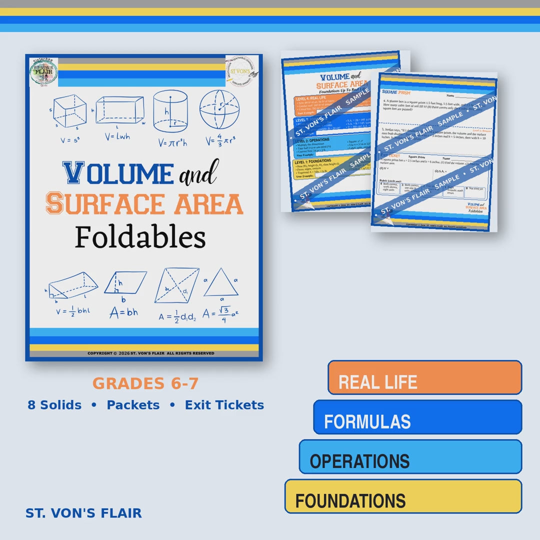 Volume And Surface Area Foldables, Practice Packets, And Exit Tickets | ST. VON'S FLAIR