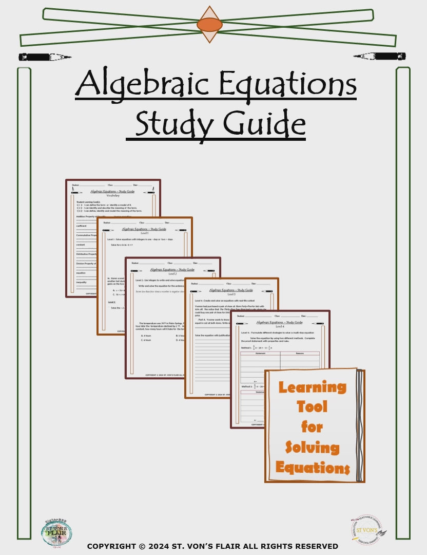 Algebraic Equations Study Guide & Interactive